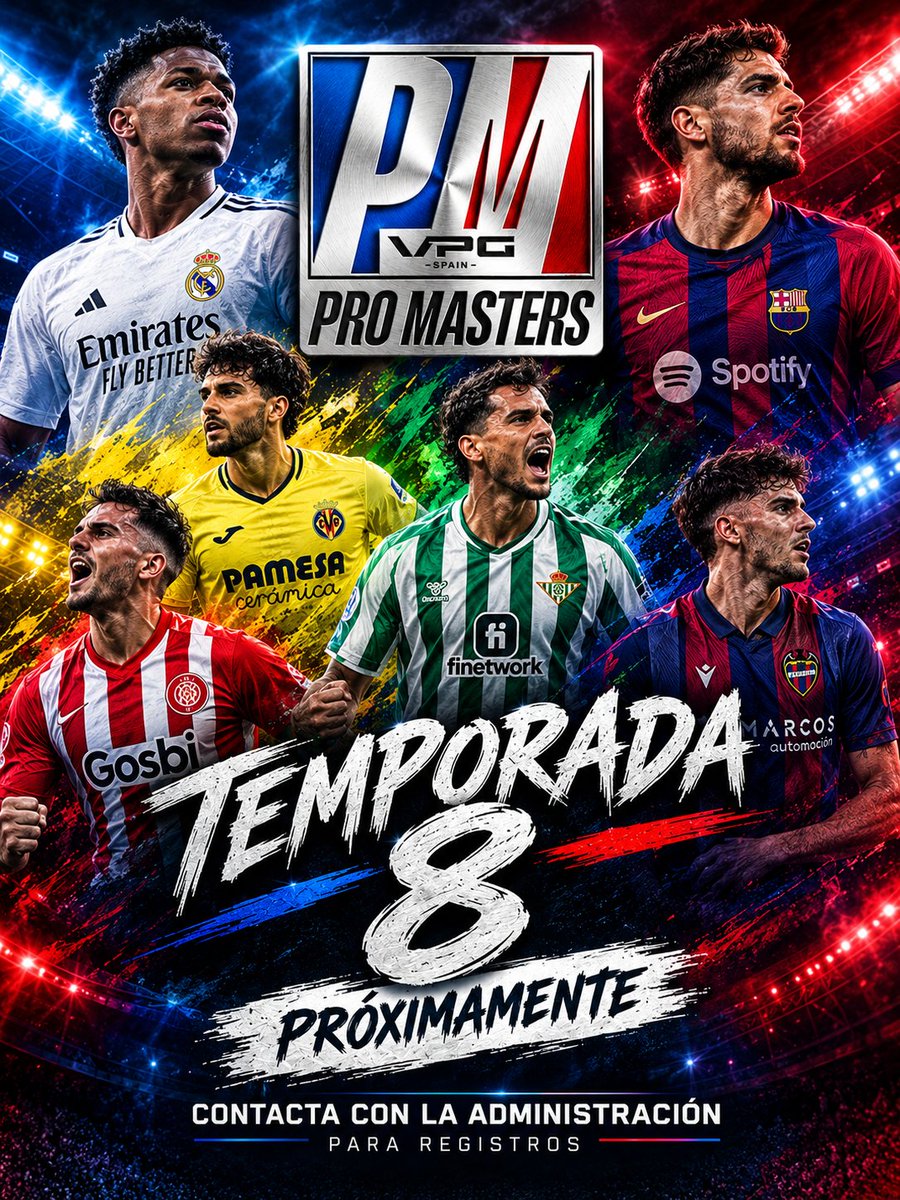 EVFPRO's tweet photo. PRO MASTERS VPG Temporada 8 ya esta aquí! 🔥🇪🇸

Ya queda poco para que vuelva la mejor liga de 00 a 01! ⏰️

Y como siempre, con los mejores premios💰 los mejores equipos y la mejor competición de la mano de @EVFPRO @VPG_Spain 

Reserva tu plaza ya!📩 https://t.co/DEAku3vU6O