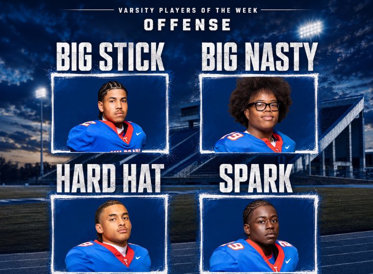 TempleFB254's tweet photo. Offensive Players of the Week

Week 3

Big Stick: Brycen Thomas 💥
Big Nasty: Bradley Fillmore 💪
Hart Hat: Bradyn Williams 👷‍♂️
Spark: Blake Anderson ⚡️

#WTD #Commit2026 https://t.co/LzIFR1Odt5