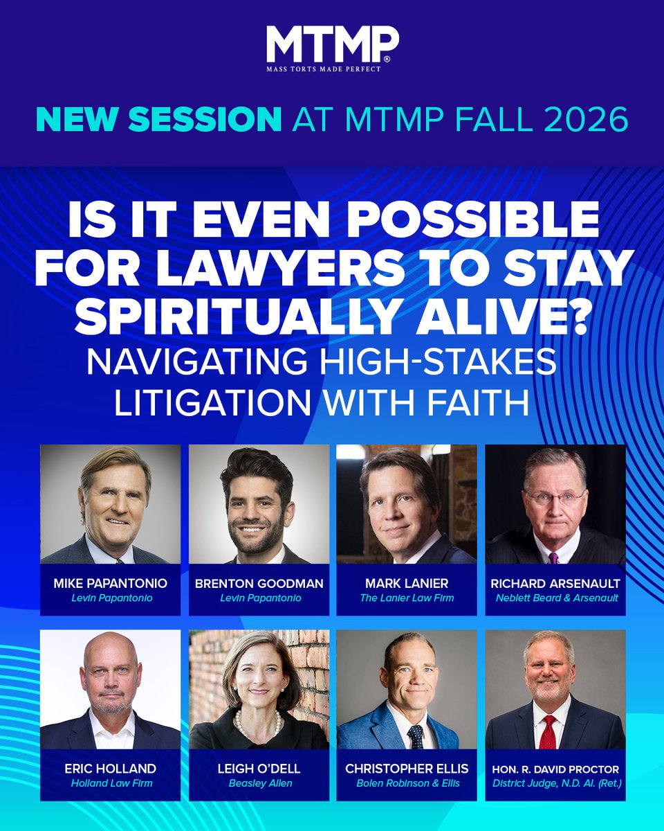 mtmpseminar's tweet photo. At #MTMPFall26, attend Is it Even Possible for Lawyers to Stay Spiritually Alive? Navigating High-Stakes Litigation with Faith, a special breakfast conversation about the pressure &amp; isolation that come with high-stakes litigation, &amp; how to stay grounded. https://t.co/GueDSAQ3P6