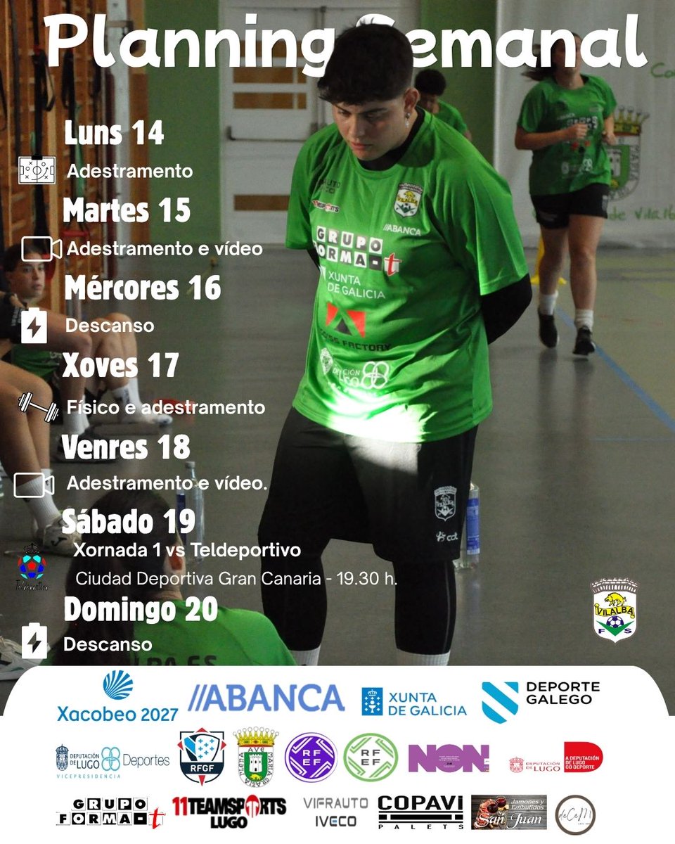 vilalba_fs's tweet photo. ✈️ Pola súa banda, as de @KiniJoak  arrancarán a liga en terras canarias. As nosas viaxarán ata Gran Canaria para medirse ao @Teldeportivo ás 19:30 horas na Ciudad Deportiva de Gran Canaria.  

💚Imos Vilalba!  

#eternocapitánismael16©️  
#vilalbaquerefutsal⚽  
#todoaoverde💚 https://t.co/IQxIitHRUH