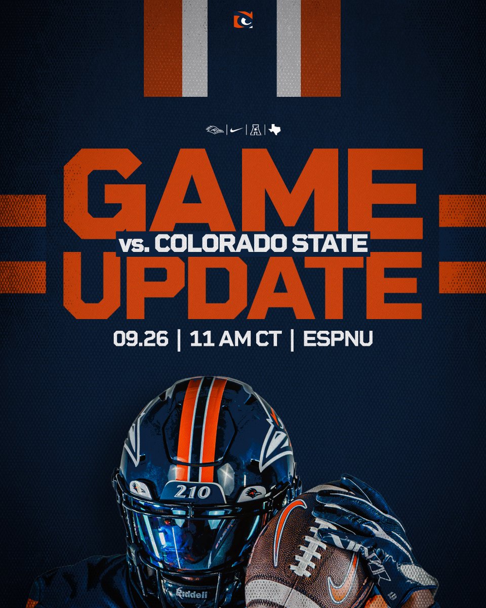 UTSAFTBL's tweet photo. UTSA's home game against Colorado State on Sept. 26 will be televised nationally on ESPNU with an 11 a.m. kickoff at the Alamodome.

📰 https://t.co/OsRppXUuRW

#210TriangleOfToughness | #BirdsUp 🤙 https://t.co/KsEWVCBRcJ