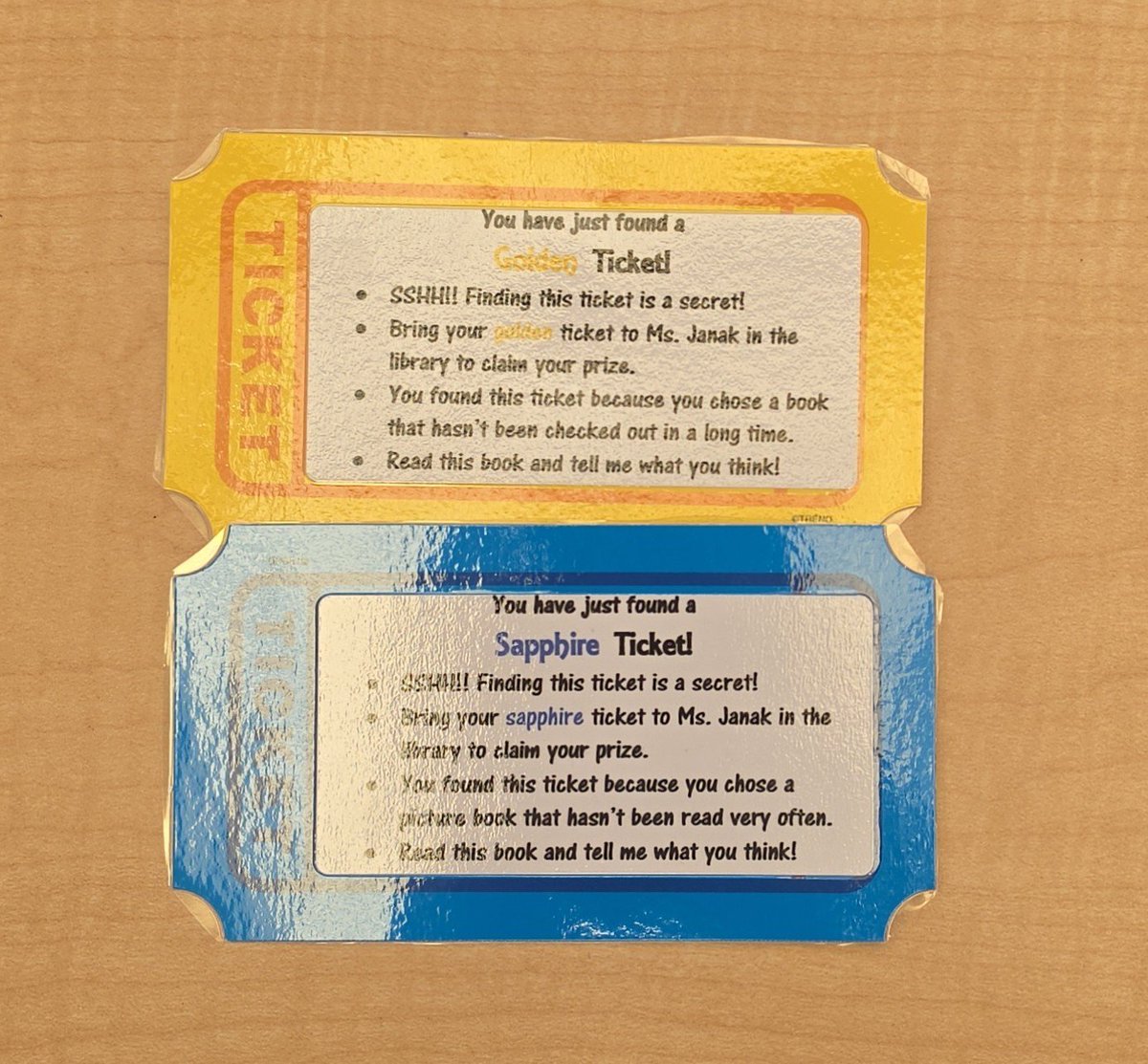 SneedESLibrary's tweet photo. Trying to boost circulation by hiding these tickets in books! 2 were found today! #SneedReads @Aliefsneed @Alief_Libraries https://t.co/WAbWCd6Eus