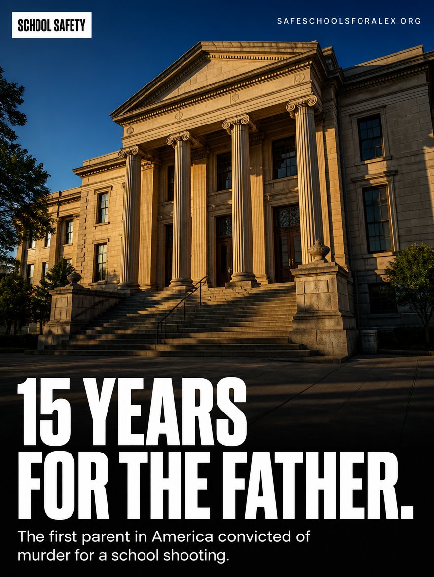 maxschachter's tweet photo. In July I wrote about a Georgia father awaiting sentencing for his son's school shooting. He got 15 years.
He is now the first parent in this country convicted of murder for what their child did. Not manslaughter. Murder. That is a different line, and prosecutors elsewhere will be reading the file.
The judge said it plainly. The warning lights were flashing brighter and brighter, and he did not get his son help, and he did not remove his access to the guns.
Mason Schermerhorn was 14. Christian Angulo was 14. Richard Aspinwall and Cristina Irimie were teachers. Last Friday was two years.
In July I listed the chances missed in that house and said every one of them was a chance. A court has now agreed and put a number on it.
A 15 year sentence is not prevention. It is what is left when prevention has already failed and four people are dead.
But it answers a question that has hung over this work for years. When an adult sees a child in crisis with access to a firearm and does nothing, is that a private failure or a public one?
Georgia just said public.