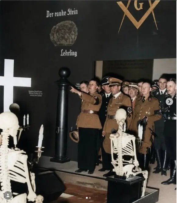 Clear88__14's tweet photo. NSDAP officials touring an anti-Masonic exhibition entitled the eternal jew featuring seized artifacts and lodge displays in Munich Germany, 1937 https://t.co/IUQXAj66wK
