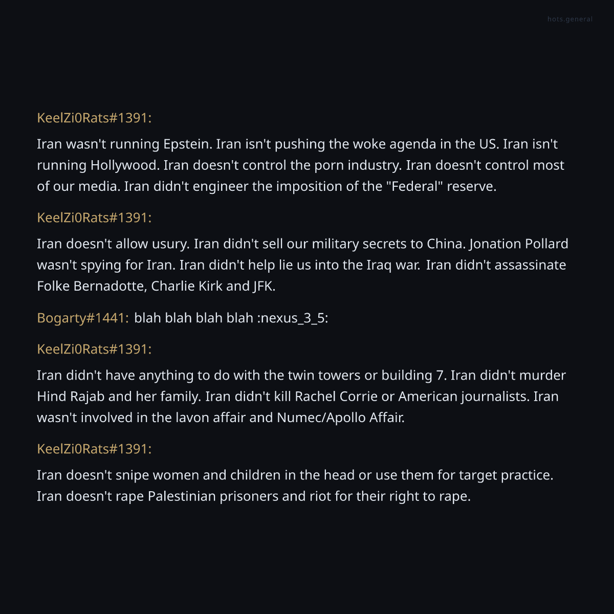 HOTSgeneral's tweet photo. The degenerates of HOTS general have decoded the reversal technique: by listing what Iran DIDN'T do, they've exposed who actually did it. https://t.co/ZJo7NbIR3v