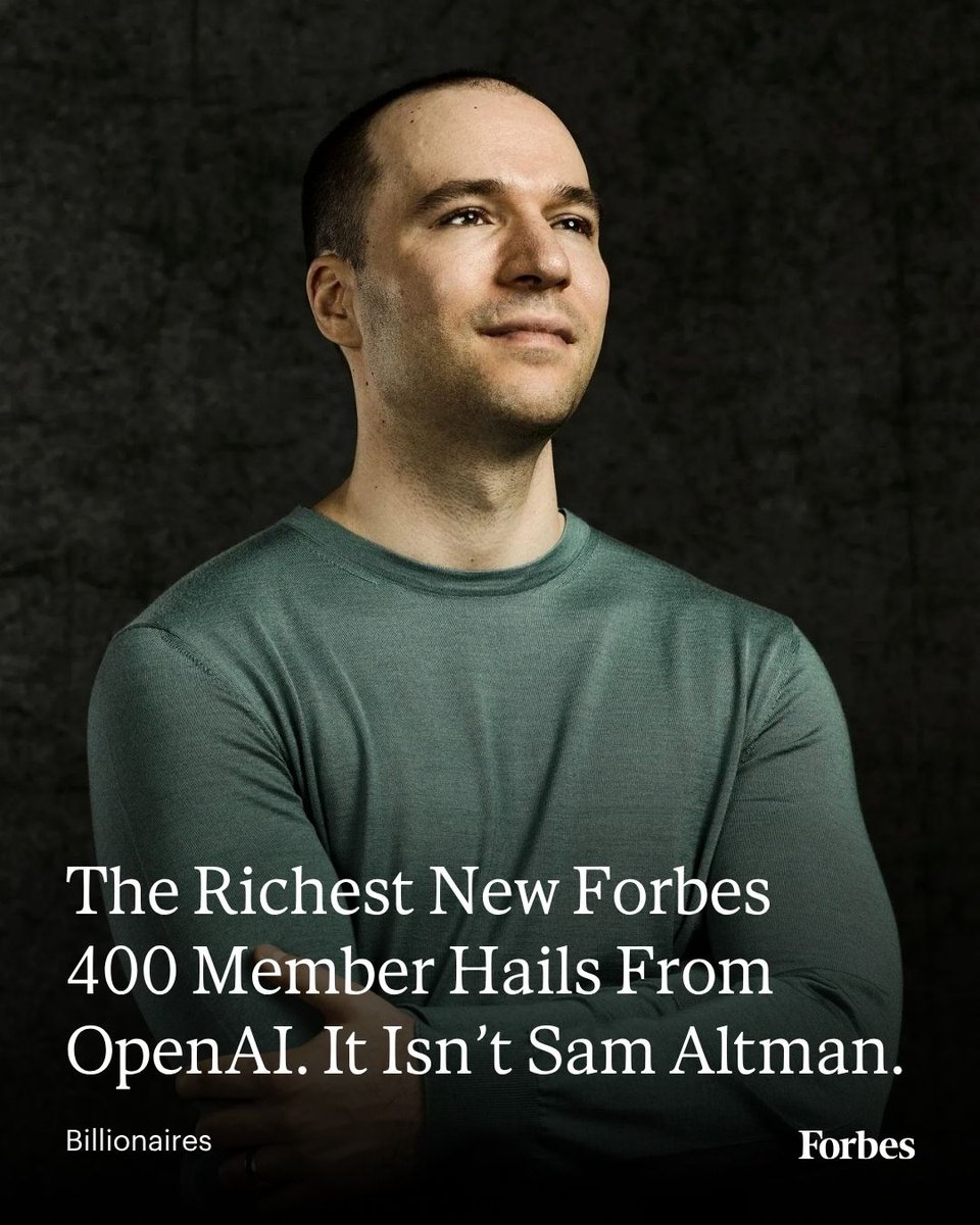 Forbes's tweet photo. This OpenAI cofounder once mused about how he could become a billionaire. Now he’s worth more than $25 billion. #Forbes400
Read more: https://t.co/QvXJwFGOK1
📸: Ethan Pines for Forbes https://t.co/EqdZKsj1bu