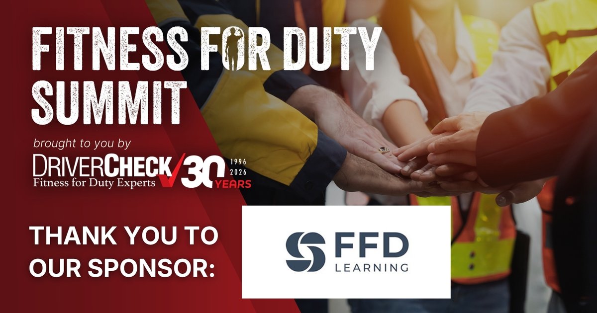 DriverCheckCA's tweet photo. #SponsorSpotlight: FFD Learning

Thank you, #FFDLearning, for sponsoring #FFDS2026 and supporting the conversation around #FitnessForDuty and #WorkplaceSafety.

🔗 https://t.co/JQhwUiqMbI https://t.co/a958mdk8vc
