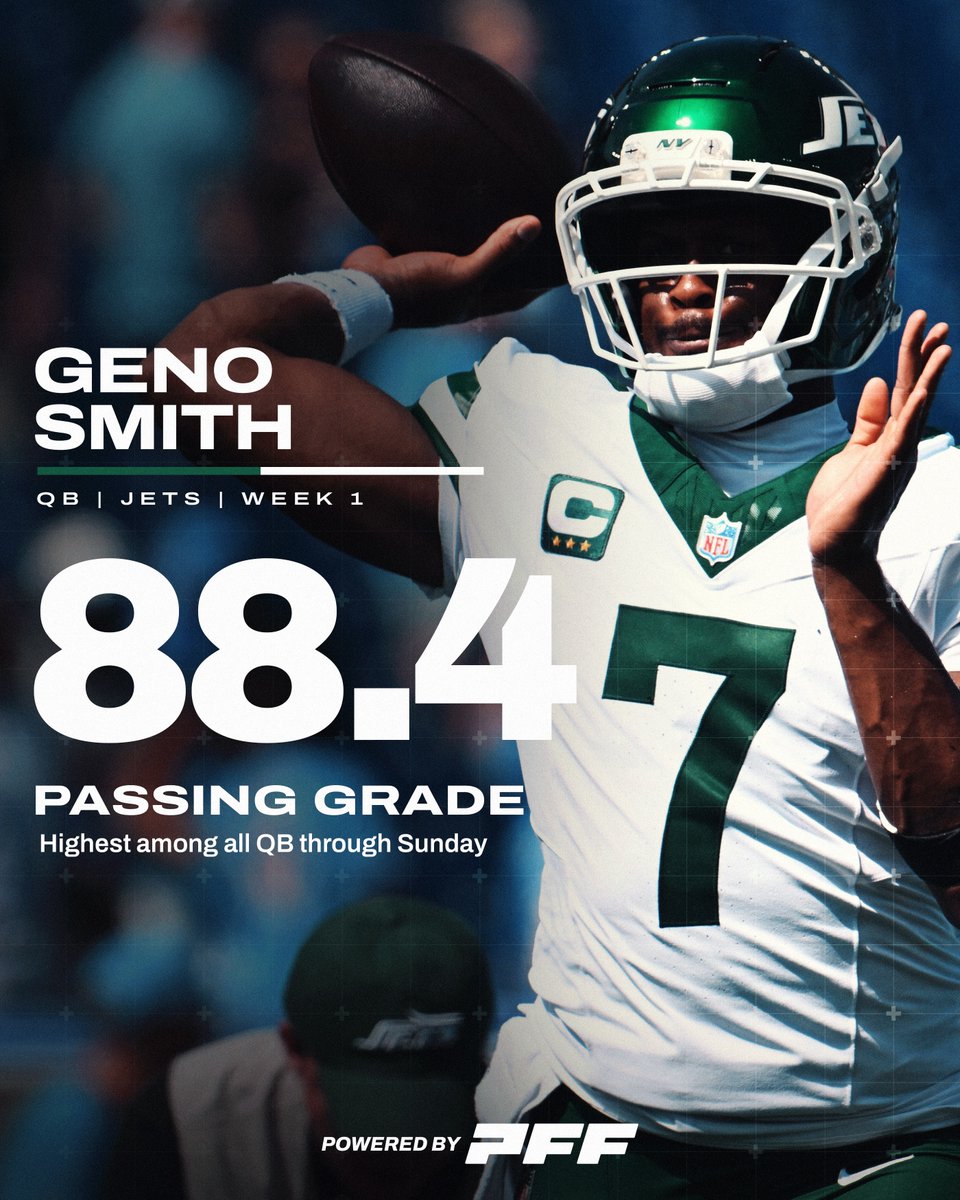 PFF's tweet photo. 79.2% comp pct
2 Big Time Throws
0 Turnover Worthy Plays
0 Sacks Taken

They didn't write off Geno again, did they? | @nyjets https://t.co/YTPHluosLr