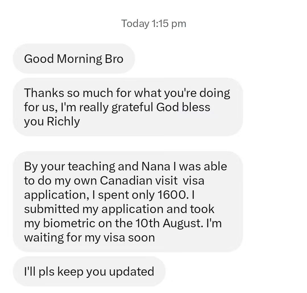 kwakulotteryy's tweet photo. He did Canada 🇨🇦 Visit Visa Application himself. He spent 1600ghc (CAD185). Some of the agents are charging 120,000ghc (14,000 CAD). https://t.co/AUDLxq1h33
