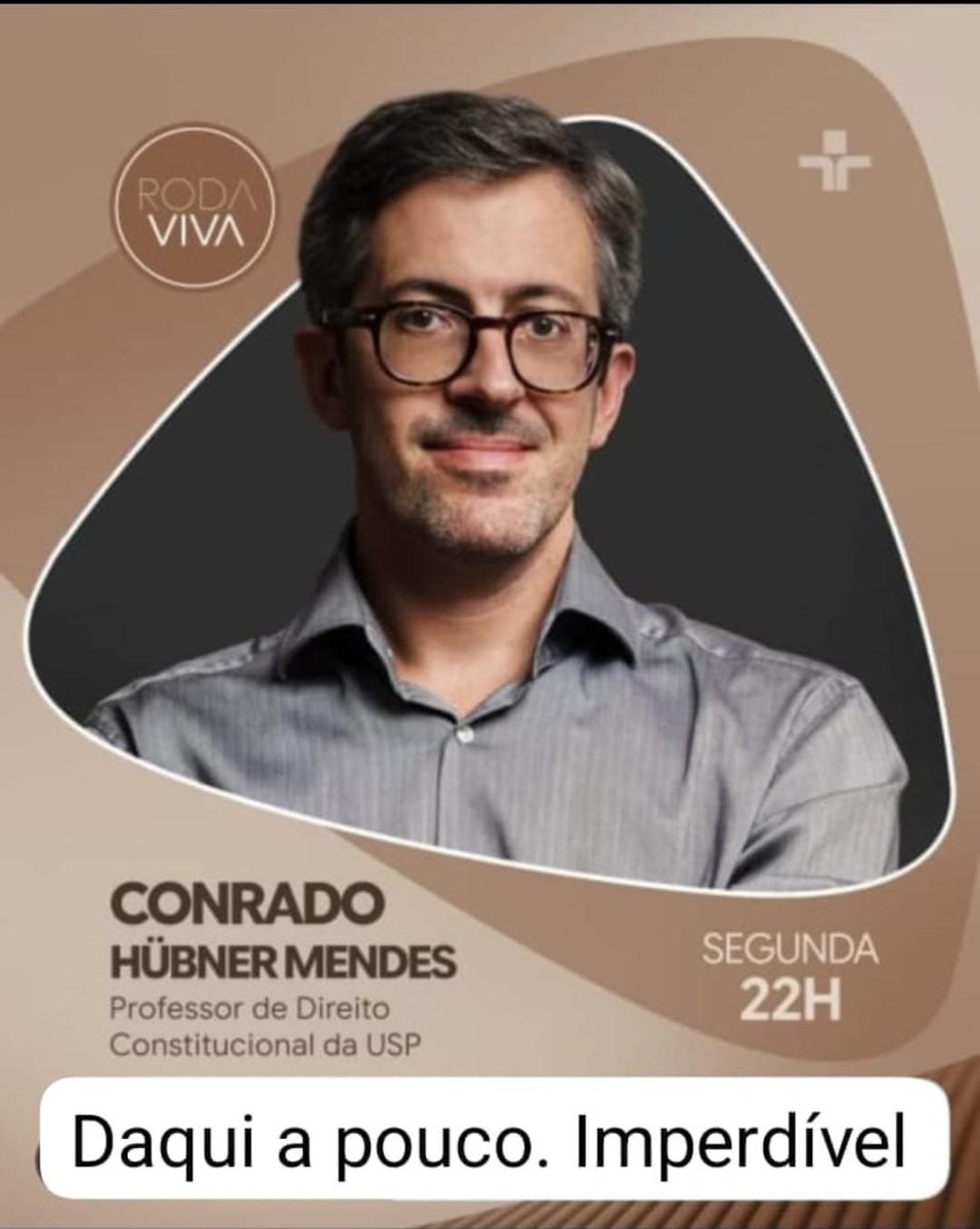 SpektarComm's tweet photo. Conrado Hubner, já há algum tempo, sem dúvidas, é o jurista brasileiro mais crítico, mais corajoso e mais qualificado da cúpula do Judiciário brasileiro. 

Em 2023, ele lançou, pela Editora Todavia, o livro "O discreto charme da magistocracia: vícios e disfarces do judiciário brasileiro", uma ótima coletânea de artigos que ele escreveu para a Folha de S. Paulo. Foi nessa série de textos que ele popularizou o neologismo "magistocracia", para descrever os privilégios e o comportamento político de alguns magistrados.

O programa Roda Viva vai ao ar pela TV Cultura, às 22h, e pode ser acompanhado ao vivo pelo site oficial da TV Cultura e pelo canal oficial do Roda Viva no YouTube.