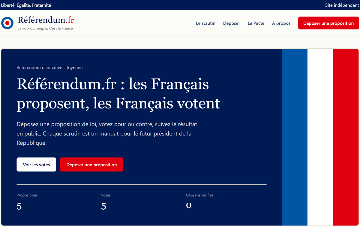 lesouverainFR's tweet photo. Et si les citoyens reprenaient directement la parole ?
Nous venons de lancer https://t.co/5V9q2DEFcc

👉 Exprimez votre voix dès aujourd'hui : 
https://t.co/KoRp7i0wwk

1 personne = 1 vote. Garanti sans bots.

#Referendum #Democratie #Directe #Citoyenneté #France #DébatPublic https://t.co/JSOR5DzKZo