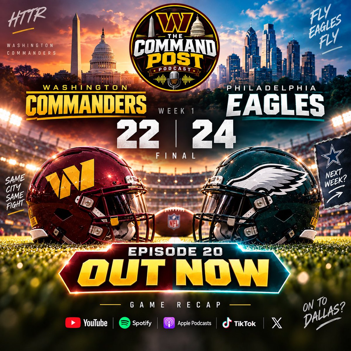 theTCPpod's tweet photo. 🚨week 1 recap is OUT everywhere!🚨

EPISODE 20! 😎

🏈this one stings— here’s why
🏈top 15 defense already? 
🏈vanilla offense..but its Week 1

#RaiseHail link in bio! 🙌🏽 https://t.co/NV7NpsbLbb