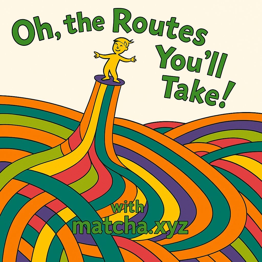 matchaxyz's tweet photo. The routes you take, are for Matcha to make.

We'll take you to @RobinhoodCrypto and @solana, then back over to @0xPolygon.

Then to @base and to @arc, then @arbitrum.

We'll find the best paths and protect you from "gotcha's".

Wherever you swap, you can do it on Matcha 🍵 https://t.co/iK0irtFCRh