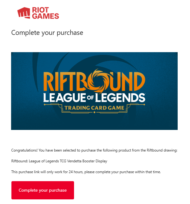 RiftboundReport's tweet photo. The first wave of emails for the Riftbound Vendetta 2.0 drop has been sent out!

Check your emails and see if you got the invite! ✉

#RBVendetta https://t.co/ohvQNhPcsj