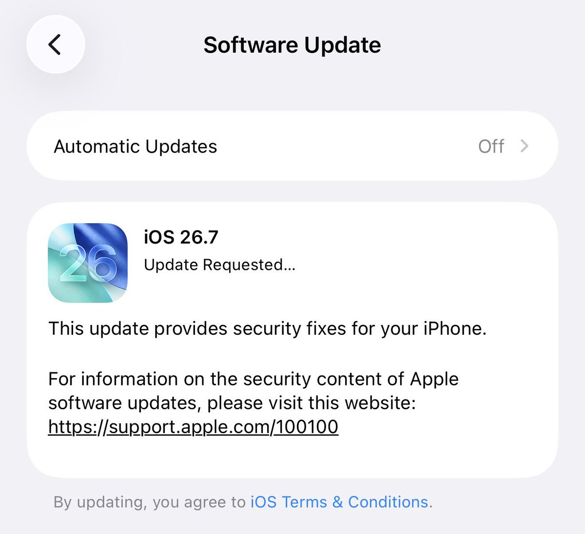 amit_meena's tweet photo. Was waiting for iOS 27, but got this instead. 🙄 https://t.co/6t61HplKgu
