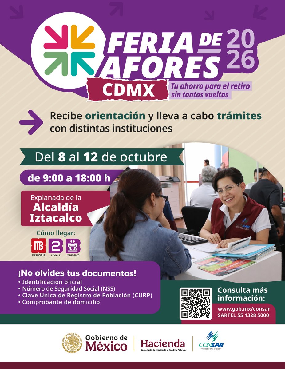 VozDLasEmpresas's tweet photo. ¡Ahorra tiempo y pon al día tu Afore sin tantas vueltas! 🎯
Te esperamos en la Feria de Afores CDMX 2026 para orientación y trámites gratuitos.
¡Tu retiro es primero! 💼✨

#ChecaTuAforeHoy #EmpresasTrabajandoXTi #Afore #AhorroParaElRetiro #TuAfore https://t.co/XYlIsPBnHK