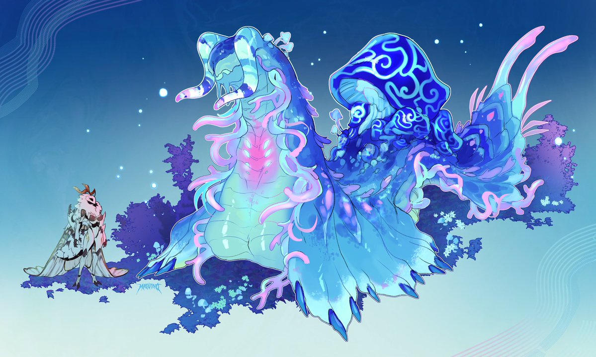 Fordexaia's tweet photo. Fungal Progenitor’s. Beings of immense wisdom and age. They are beings that were enhanced and chosen as the source by Fungi that are worshipped as Divinity. 

Progenitor’s rule territory infested with one’s fungus that they enhance the life of, and protect.

Art by @masvlno https://t.co/NUsjFTAR6N