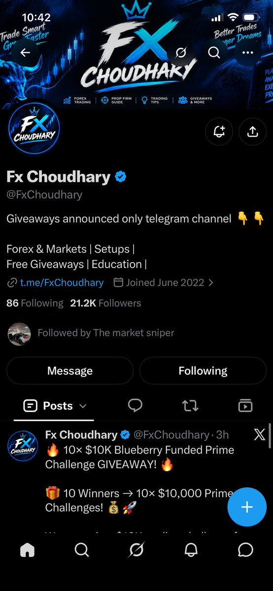 BeeX663765's tweet photo. @FxChoudhary @BlueberryFunded All TASK DONE ☑️ 

This account would help me continue building consistency, discipline, and long-term confidence as a trader. https://t.co/FOyNOC1Mta