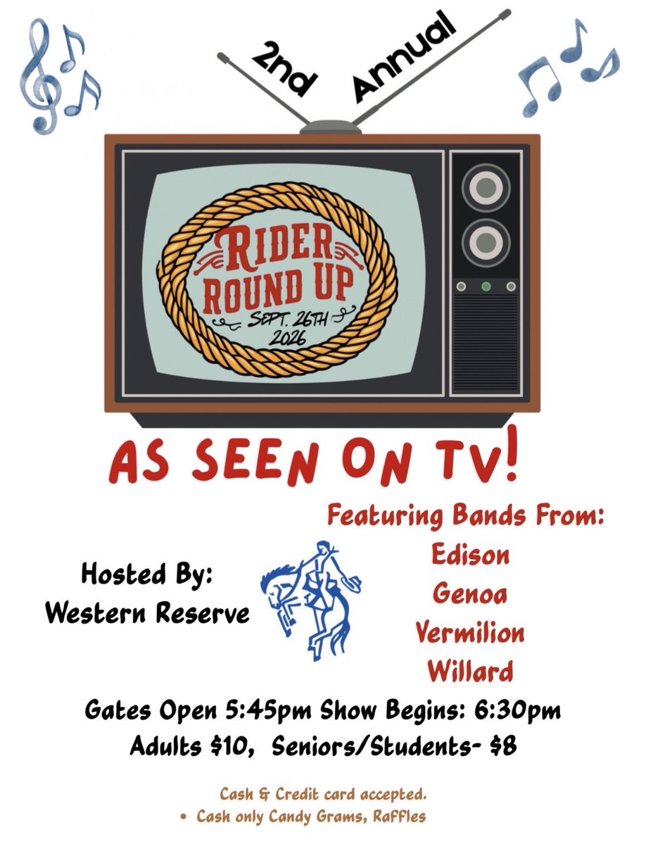 edison_bands's tweet photo. Catch the Edison Band at the Western Reserve Rider Round Up next Saturday!🎶 https://t.co/LzzOpahOGD