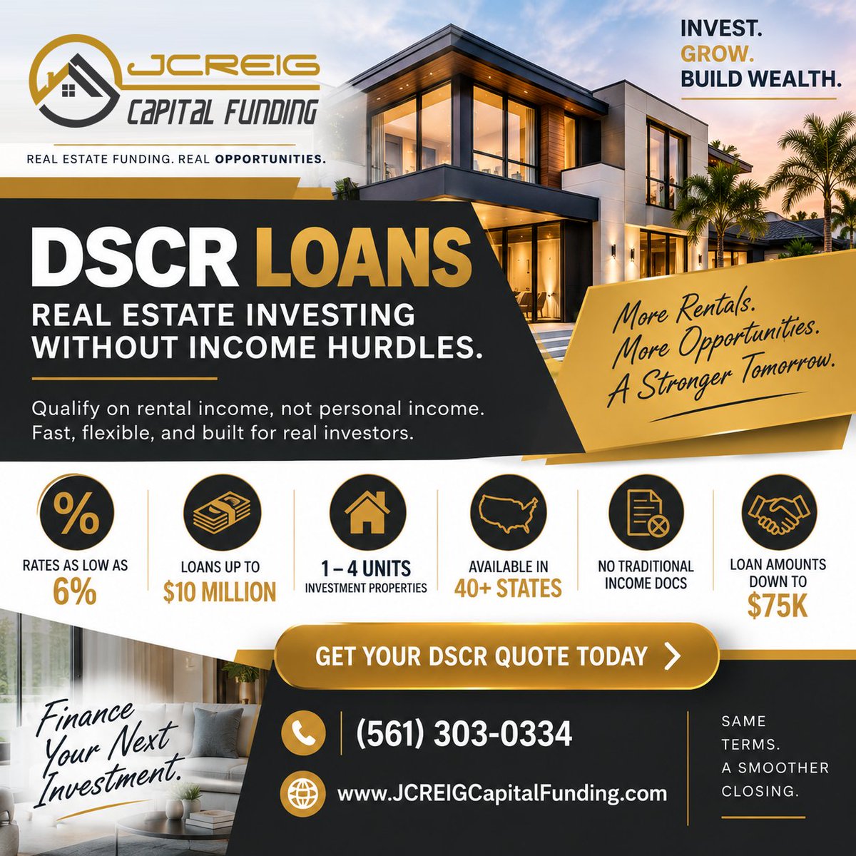 jcreigcapital's tweet photo. At JCREIG Capital Funding, we believe successful investor lending starts with proactive underwriting, clear communication, and consistent execution.
https://t.co/7KGNF549Dq

#DSCRLoans #RealEstateInvestors #InvestorLoans #PassiveIncome #JCREIGCapitalFunding #RealEstateLending https://t.co/axsyBdSYPr