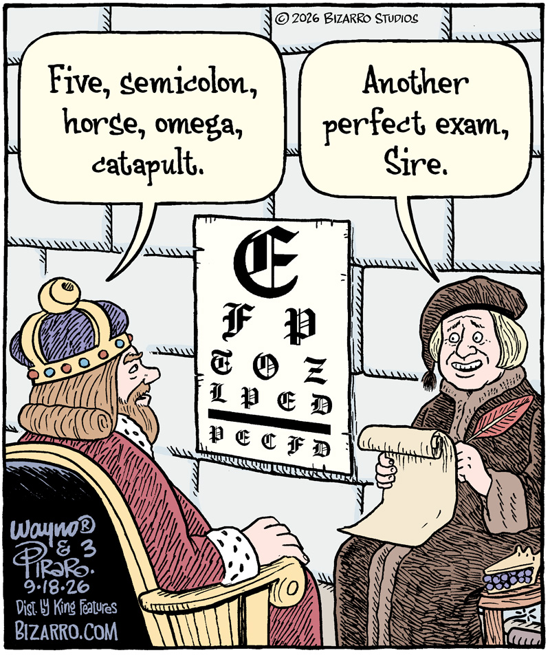 Waynocartoons's tweet photo. Royal Reality

#monarchy #eyetest #bizarro #wayno

@ComicsKingdom https://t.co/rpLrUfZC46