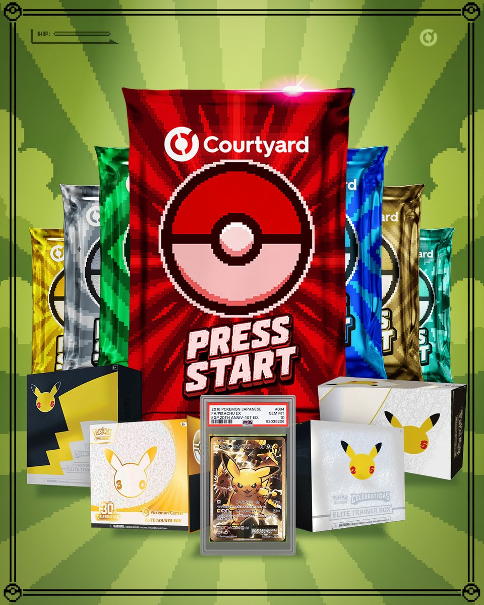 Courtyard_io's tweet photo. Press Start: Pokémon 30 is LIVE 🎮⚡️

7 days. 7 packs. 7 classic Pokémon games.

• Each pack hides 5 bounty cards
• Pull and hold one to win that day’s reward
• Rewards: Celebration ETBs, UPCs, and more 

Plus, every pack has a shot at an $8.6K 20th Anniversary Pikachu EX 👀 https://t.co/Zqx1NC3FD6