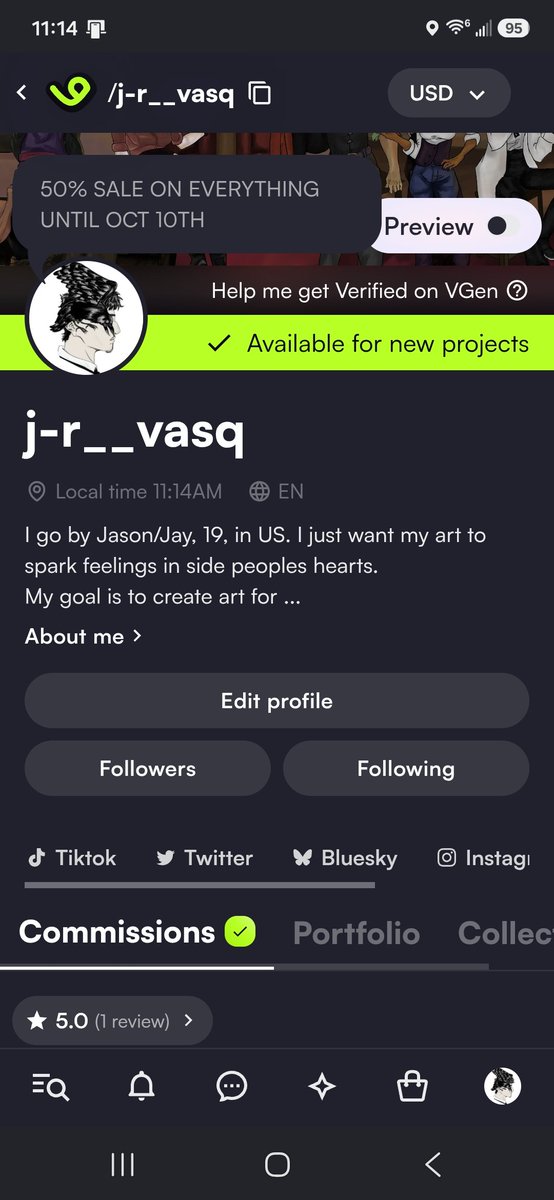 JR__Vasq's tweet photo. 50% off sale ! on VGen commissions 

Help me get verified on VGen! everything is on sale until October 10th

#bleach #vgen #horror #drawing #commission https://t.co/LSe6dloXFU