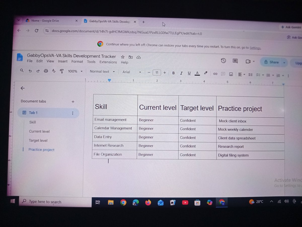 GabbyOpsVA's tweet photo. VA Challenge — Day 2 ✅
My first practical exercise completed. Another step forward in my journey to becoming a reliable Virtual Assistant.
Today, I’m building practical skills around organization, attention to detail, time management, and administrative support https://t.co/BXiccTUiWa