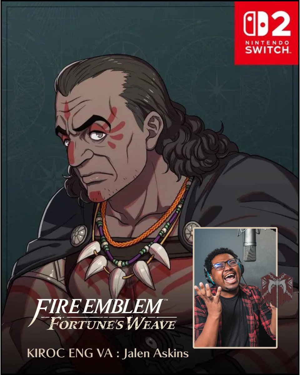 JalensVoices's tweet photo. Well the cat’s out of the bag and I am so happy and blessed  to finally say I’m in Fire Emblem Fortune’s Weave as the badass pirate Kiroc!! 

This is the first fire emblem game I’ve ever played but I do plan to go back and play the others of course cause man what a universe! https://t.co/rPdISVlWp5