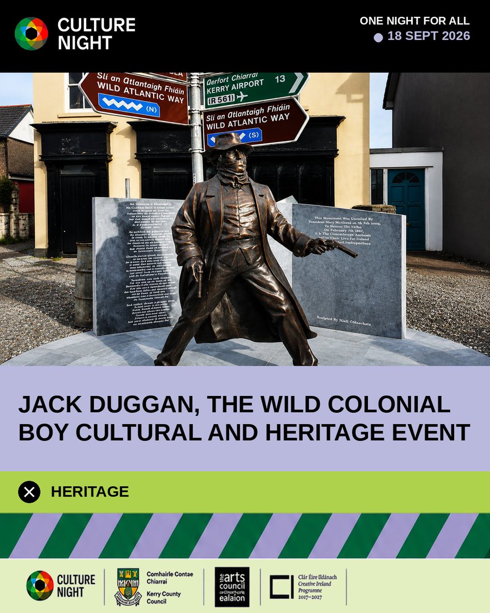 KerryCoArts's tweet photo. 🏛️ Discover Kerry’s stories this #CultureNight.

Heritage, history &amp; literature are part of Friday’s programme.

🎟️ Free events

https://t.co/rMsnkIDmAd

@artscouncil_ie @kerrycounty @creativeirl @culture_ireland

#DiscoverKerry #Heritage #Literature #Multidisciplinary https://t.co/dOSv4Jayrb