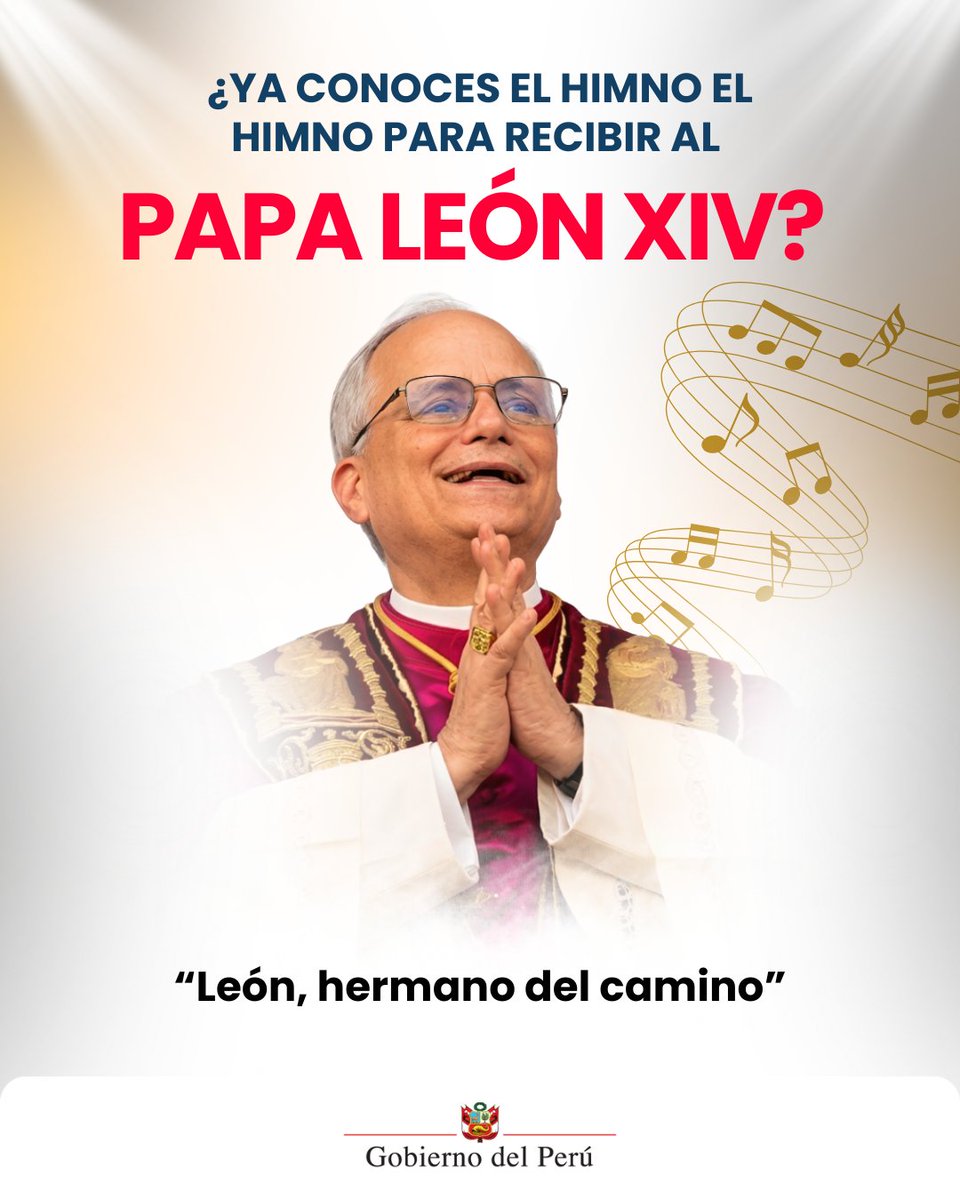 Minsa_Peru's tweet photo. El Perú se prepara para recibir al papa León XIV. “León, hermano del camino” es el himno oficial de su visita. Escúchalo, aprende la letra y súmate a esta bienvenida.

Descárgalo aquí: https://t.co/JbdJy4Zpgv

#PapaLeónEnPerú #LeónHermanoDelCamino https://t.co/W5Dt6CFi9u