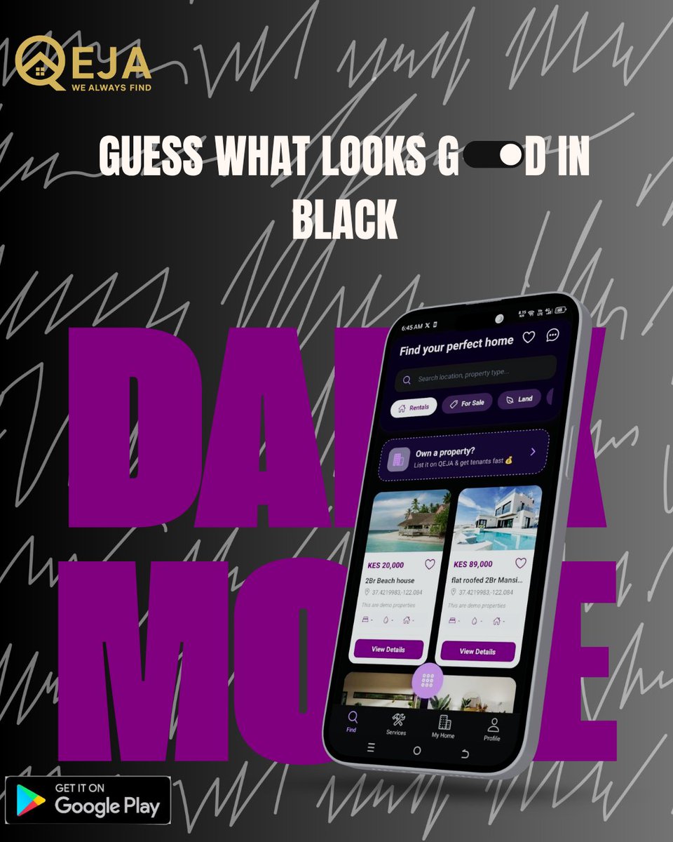 QEJAAPP's tweet photo. Qeja aims to give our users the best experience. Try it dark..The darker the berry😏😏😏 #house #househunting https://t.co/ueCnOZqXu7