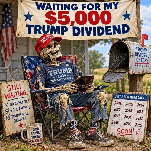 photoframd's tweet photo. Did you hear Trump trying to bribe MAGA with $5000 if they vote for the GOP in the Midterms??  Just another broken promise.

Democrats will hold Trump accountable. #BlueWaveIn50Days https://t.co/7oGLtBUVRf