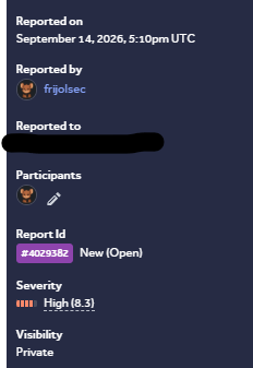 Sebasti16577702's tweet photo. Day 5 on my Road  to 10k bug bounty.      
📥 Reports Submitted:  1     
👮 Triaged: 4    
🆕 New: 2
🪙 Pending Bounty:  1  
💸 Bounty: $0    
🪲 Hunted: 7 Hours

I think today was a really productive day, I found an interesting price manipulation on a payment gateway https://t.co/NfSrjZGVXA