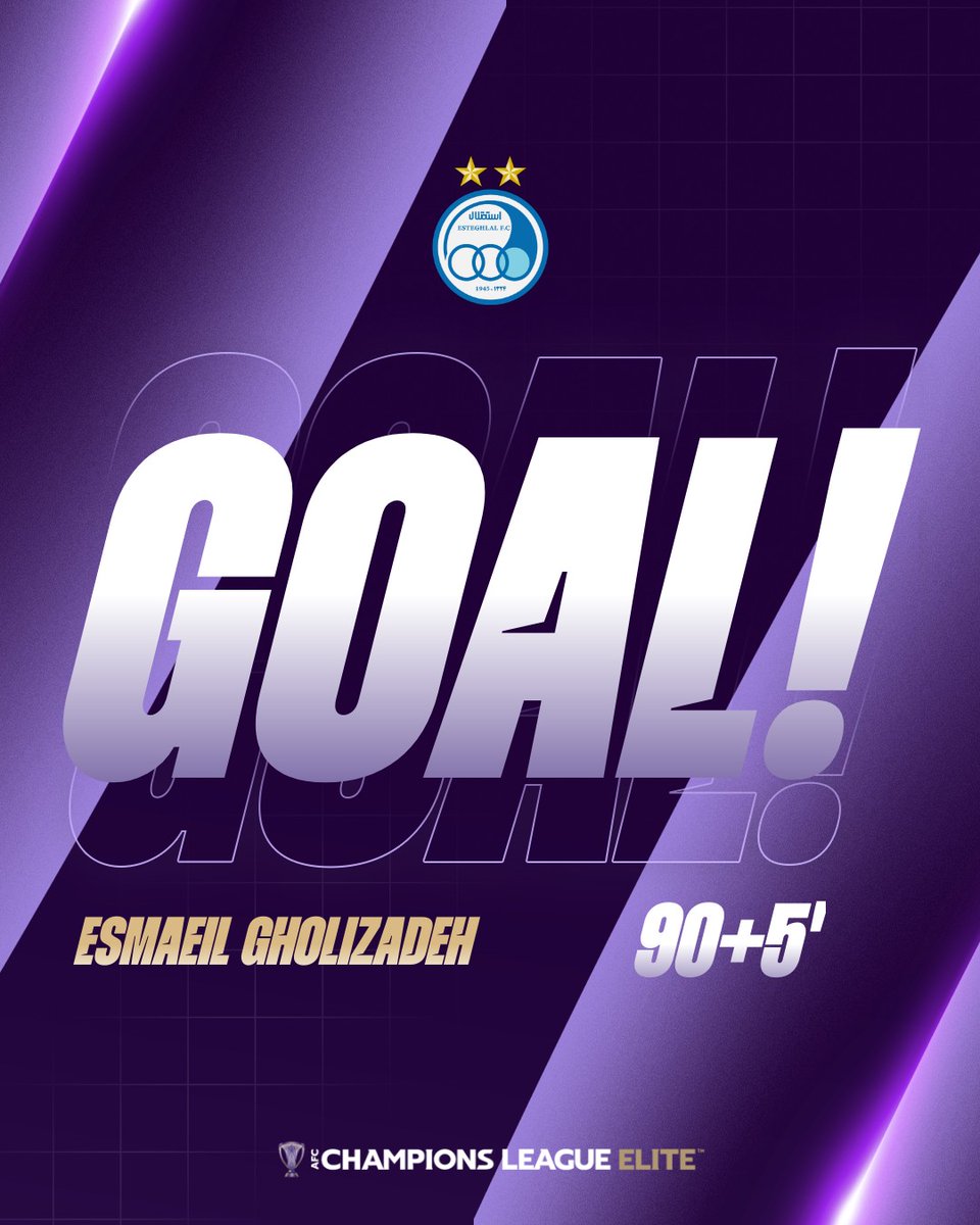 TheAFCCL's tweet photo. ⚽️ GOAL | 🇮🇷 Esteghlal FC 3️⃣-0️⃣ Al Sadd SC 🇶🇦
A late strike from Esmaeil Gholizadeh puts his side firmly on course for victory!
📺 Watch 𝗹𝗶𝘃𝗲: https://t.co/sMjqIhGjJJ
#ACLElite | #ESTvSAD https://t.co/Tmos3jS215