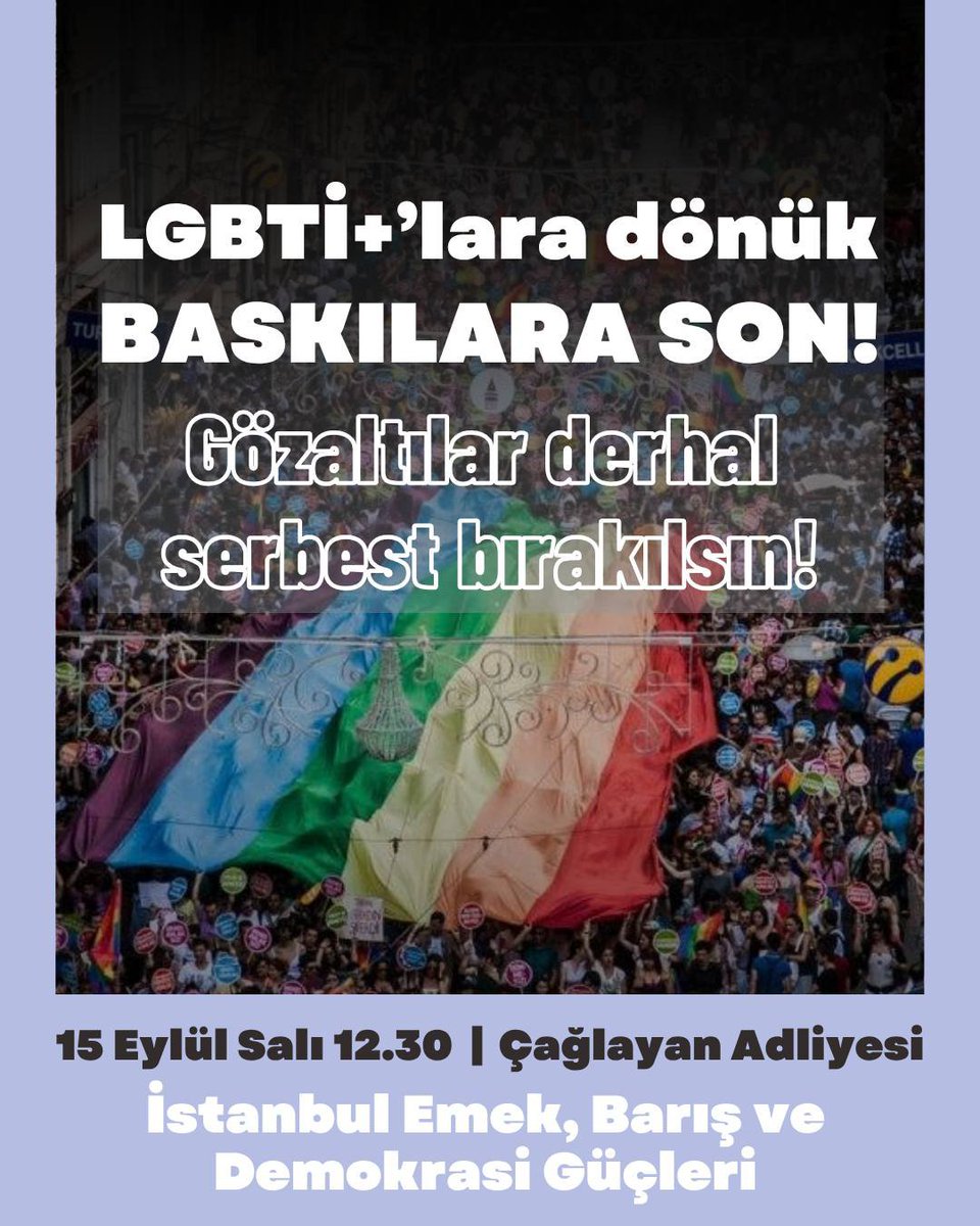 sodaporg6's tweet photo. Topyekûn saldırılara karşı topyekûn direniş!  

LGBTİ+ varoluşu ve hak savunuculuğu suç değildir! 

Dostlarımızın serbest bırakılması için İstanbul Emek Barış ve Demokrasi Güçleri olarak Çağlayan Adliyesi'nde olacağız. https://t.co/7PAgGLYEug