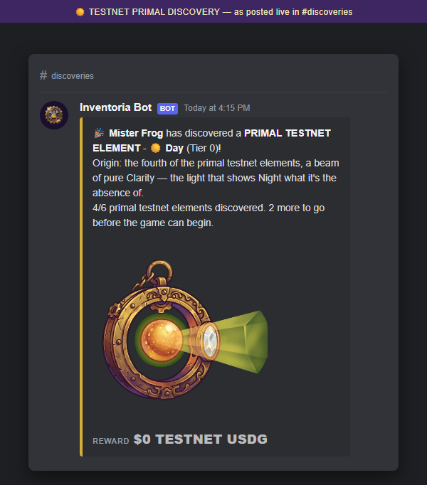 InventoriaGame's tweet photo. 🚨🐸FOURTH TESTNET ELEMENT DISCOVERED! 🐸🚨 https://t.co/uhgP2L2ruK