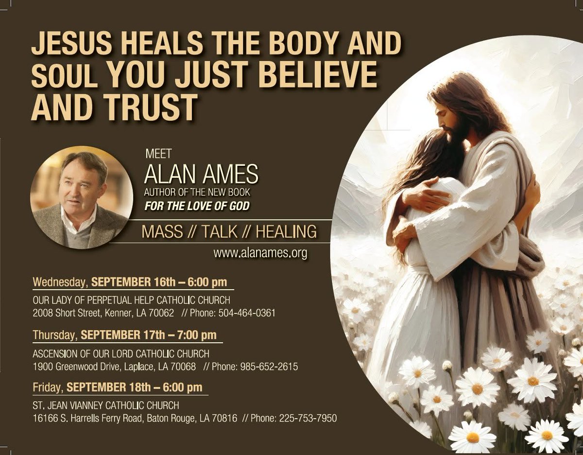 AmesMinistry's tweet photo. Free to Attend - LOUISIANA Healing Services with Alan Ames from Australia - Gift of Healing - Sept 16th - 18th - no charge, bring friends and family, just show up! https://t.co/YAuwVITB6X