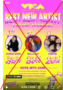 marhoon200308's tweet photo. To COERS: VMAS winners are determined by email voting results, and the winner is never announced before the voting period concludes. The voting portal for "Best New Artist" will remain open until the results are announced on September 27th. Please continue voting. FAKE 👇 https://t.co/FVUq7xofMh