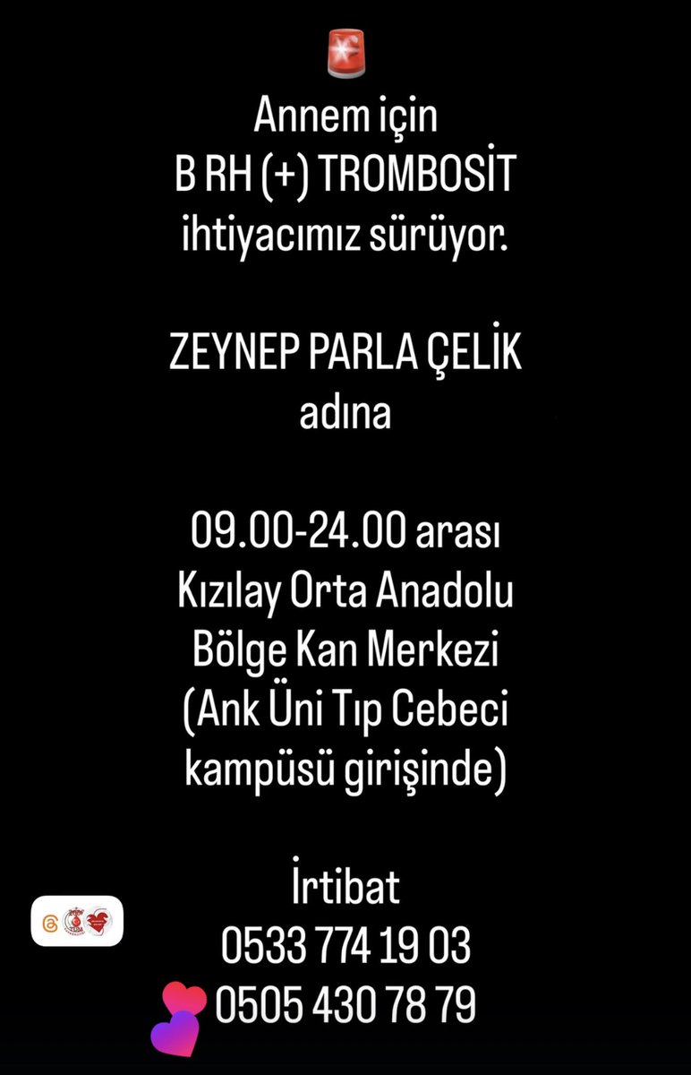 muratceliktv's tweet photo. Annem için B RH (+) TROMBOSİT'e ihtiyacımız var. 
Kan tedariğinde sorun yok ama TROMBOSİT bulmakta zorlanıyoruz...

Detaylar aşağıda 👇 https://t.co/W48YcqPstM