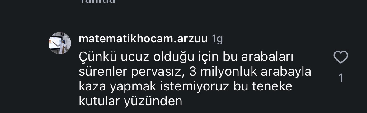 _niluylmaz's tweet photo. Herkesin görselde arabasını paylaştığı bir
gönderiye yorum yaptım, kendini matematik hocası olarak tanıtan Egitim kurumlarında üslup ve iletişim sınırlarının aşılması kabul edilemez. Şahsıma yönelik gerçekleştirilen saygısız tutum karşısında resmi olarak şikâyet edeceğim. #cimer https://t.co/US1jrr5XhC
