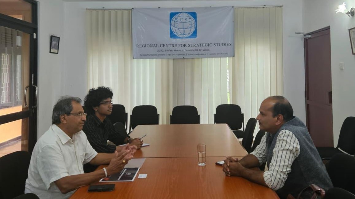 RCSSwire's tweet photo. The RCSS Executive Director Amb. (Retd.) @RavinathaArya  received Dr. D @dhanuraj , Chairman of the @CPPRIndia, Kochi, India, at the RCSS on 10 September 2026. Mr. Venura Jayaratne, Research Intern also took part in the meeting. 

Read More: https://t.co/BoaGo9ARLk https://t.co/AoI842sGaY
