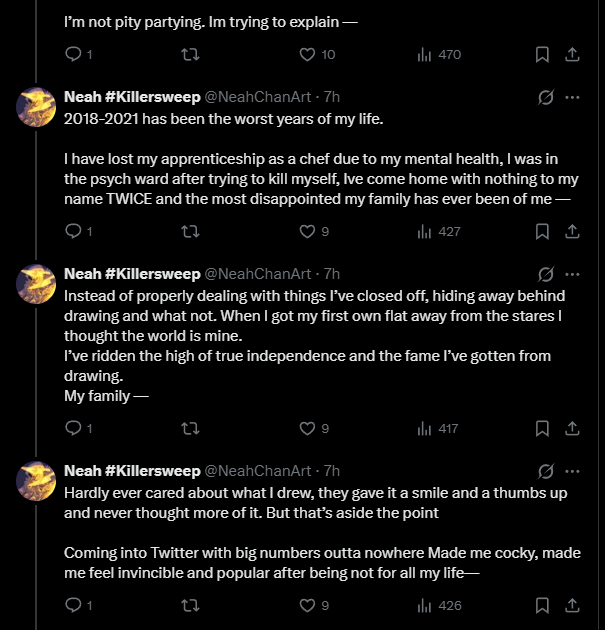Tailspin_Rodent's tweet photo. Neah has made a response and it is very disappointing. Instead of taking accountability and apologizing to the children she's hurt, she talks about her personal life. She makes it about herself. https://t.co/WTqos0nh1Y
