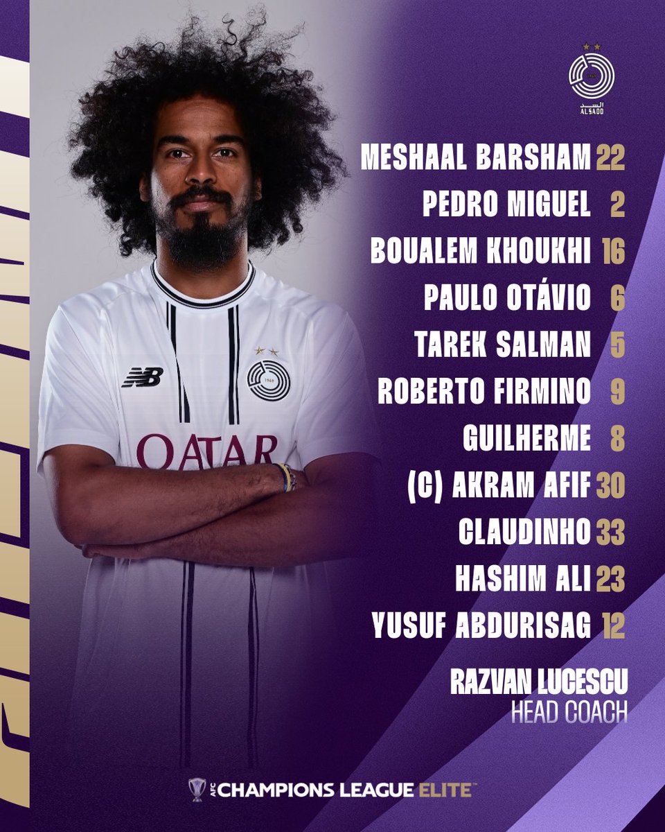 TheAFCCL's tweet photo. LINE-UPS | 🇮🇷 Esteghlal FC 🆚 Al Sadd SC 🇶🇦
A fresh challenge awaits, with an early opportunity for both sides to set the tone for the journey ahead!
Who will leave with the points?
📺 Watch 𝗹𝗶𝘃𝗲: https://t.co/sMjqIhGRzh
#ACLElite | #ESTvSAD https://t.co/413KVOtV6s