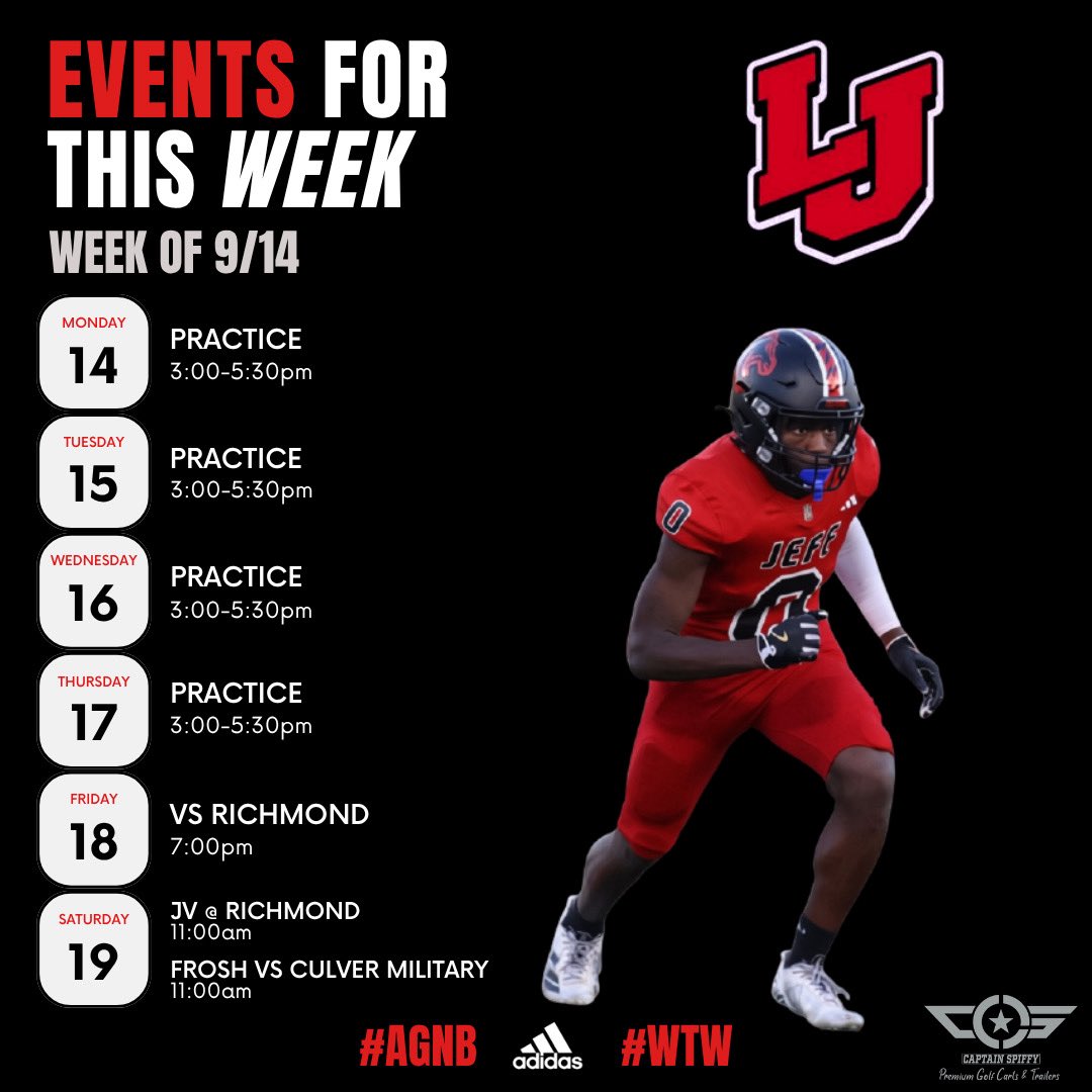 LJBronchoFB's tweet photo. Schedule for the Week! 

#AGNB #WTW https://t.co/PBEOApTrvU