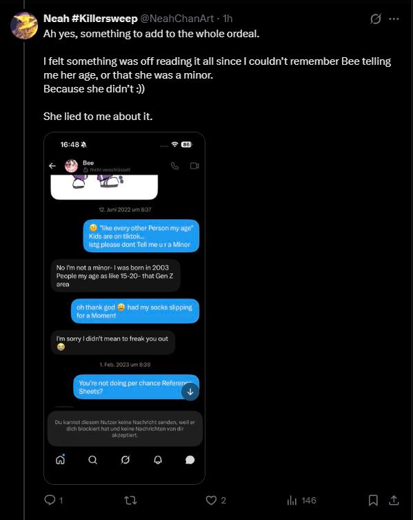 Tailspin_Rodent's tweet photo. An apology isn't going to fix everything you've done, Neah, but that's the least you owe to your victims. Please leave the internet, you are a danger to children and an embarrassment to this fandom. https://t.co/Ibm9kGGop9