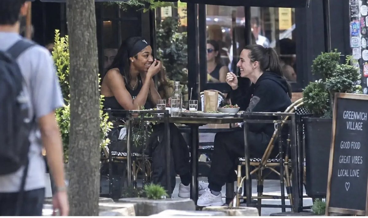 FeverUpdate's tweet photo. After winning the FIBA World Cup, Caitlin Clark and Angel Reese were spotted together enjoying a European lunch. https://t.co/AaVx95gKq0