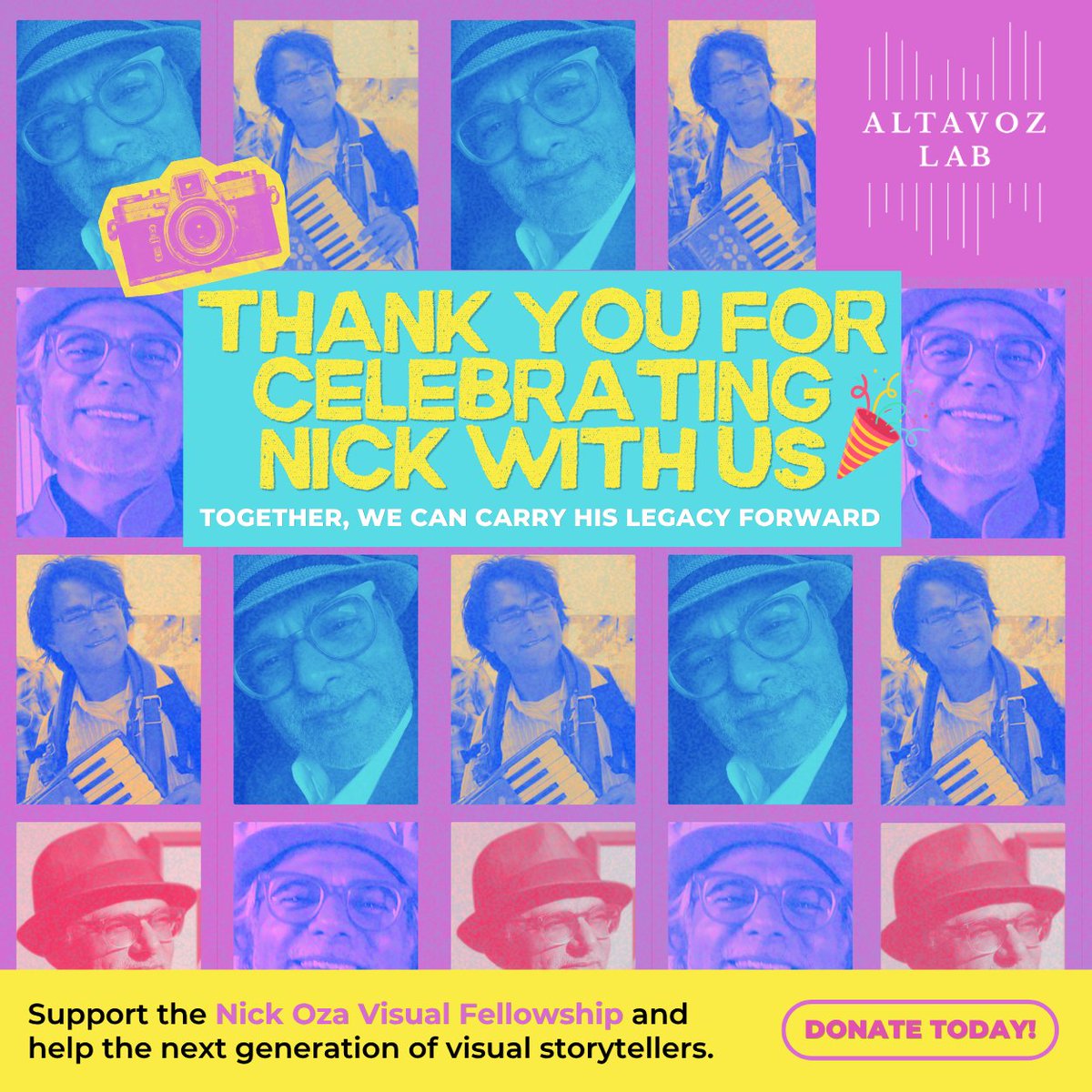 Altavoz_Lab's tweet photo. Today, we celebrate the life of Nick Oza’s life and legacy.

As you read the messages in the graphic, we invite you to add your own birthday wishes or a few words about what Nick’s life and work have meant for you.  💌

Happy Birthday, Nick! 

#AltavozLab #Photojournalism https://t.co/4NnhaT36LU
