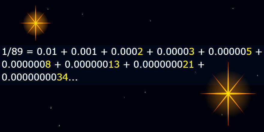 pickover's tweet photo. The Fibonacci sequence is encoded in the number 1/89. [math] https://t.co/leizmCyxwM https://t.co/BFiN0xV93p