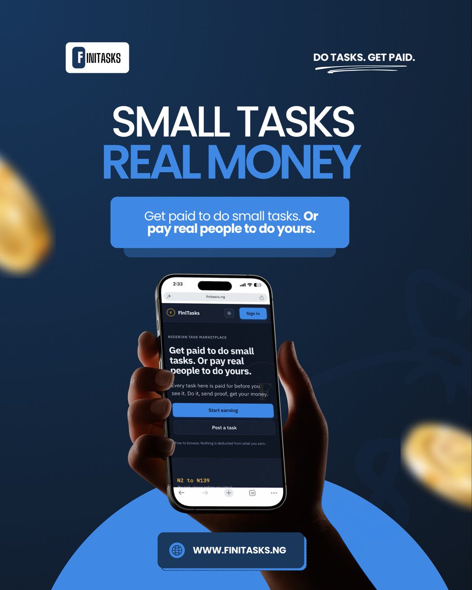 Finitasks's tweet photo. 💰 Small tasks. Real money.
Why just scroll when you can put your time to work? Complete simple tasks, help businesses reach more people, and earn along the way. 📲✨
Ready to see how it works? 👇 https://t.co/B4lC6AZJI0